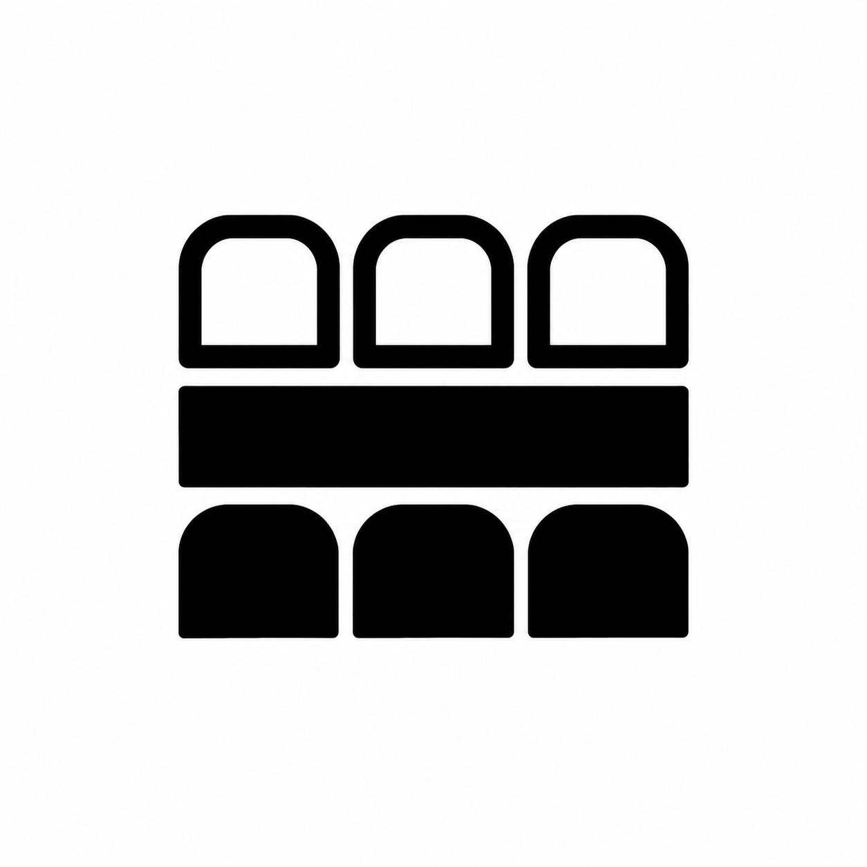 backrow. square icon, black on white