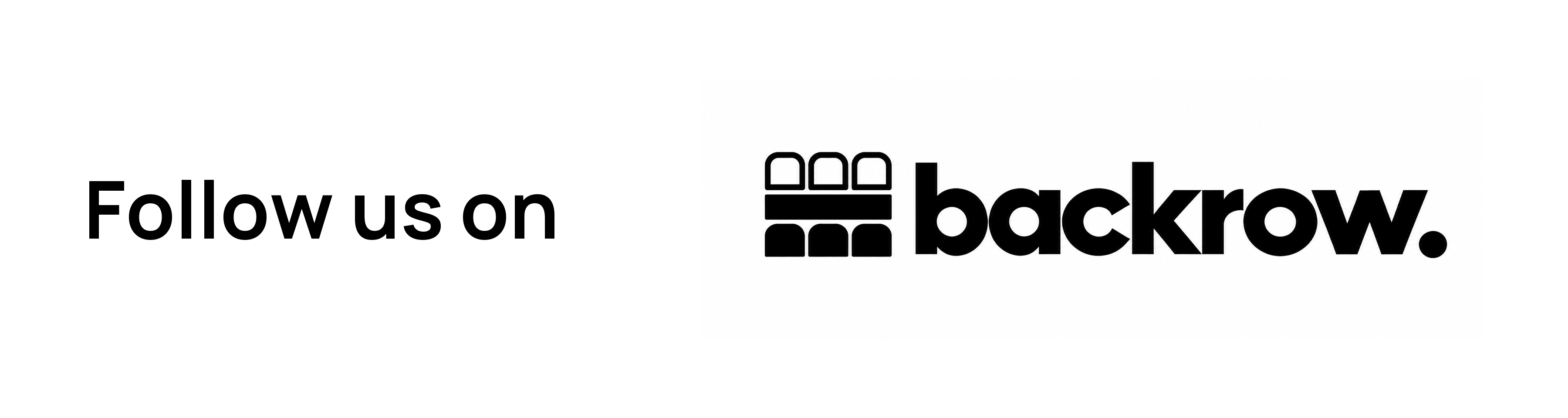 Follow us on backrow. Black on white.