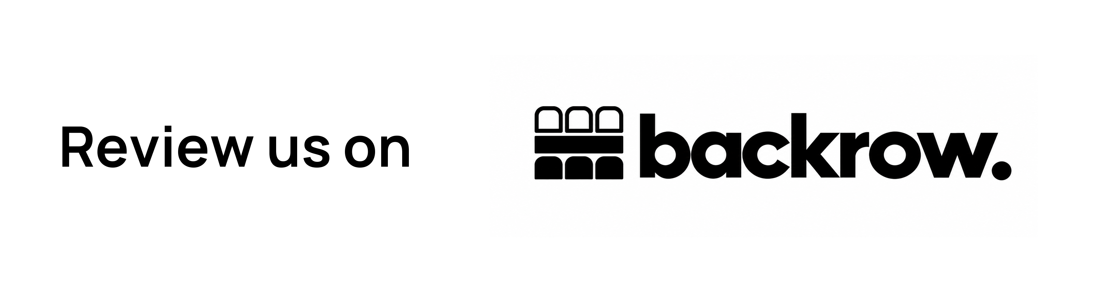 Review us on backrow. Black on white.
